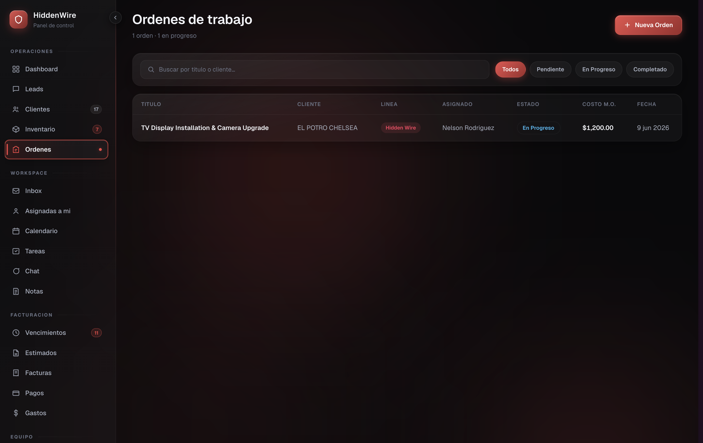 Órdenes de trabajo
