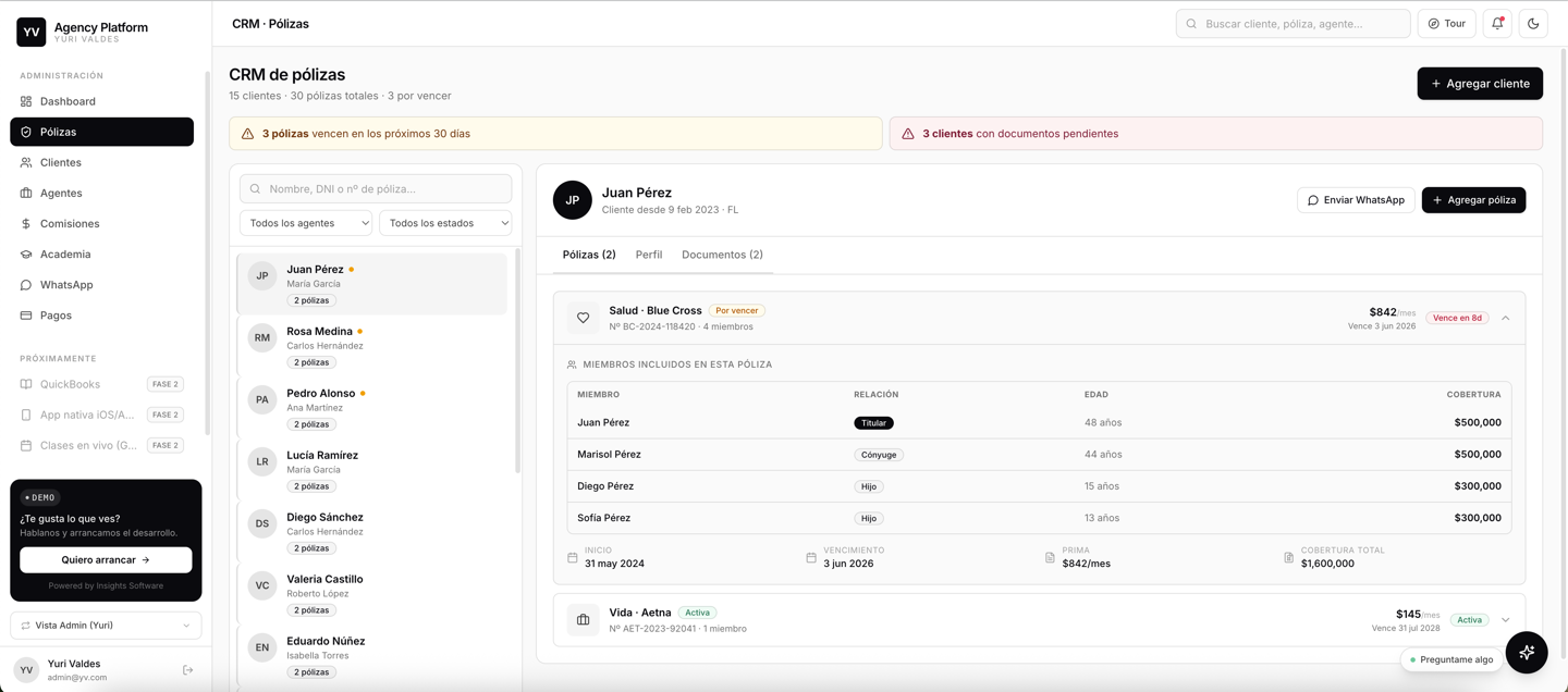 CRM de pólizas